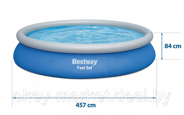 Надувной бассейн Bestway Fast Set с фильтр-насосом 57313 (457x84), фото 3