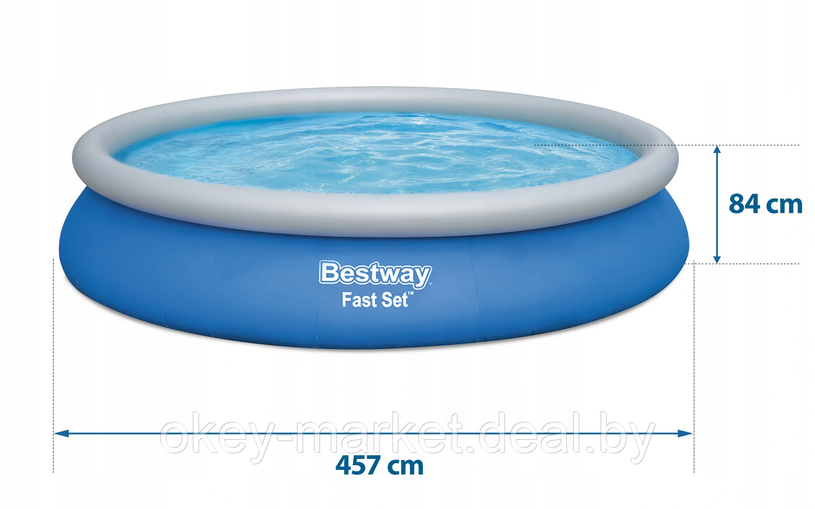 Надувной бассейн Bestway Fast Set с фильтр-насосом 57313 (457x84) - фото 3 - id-p152955057