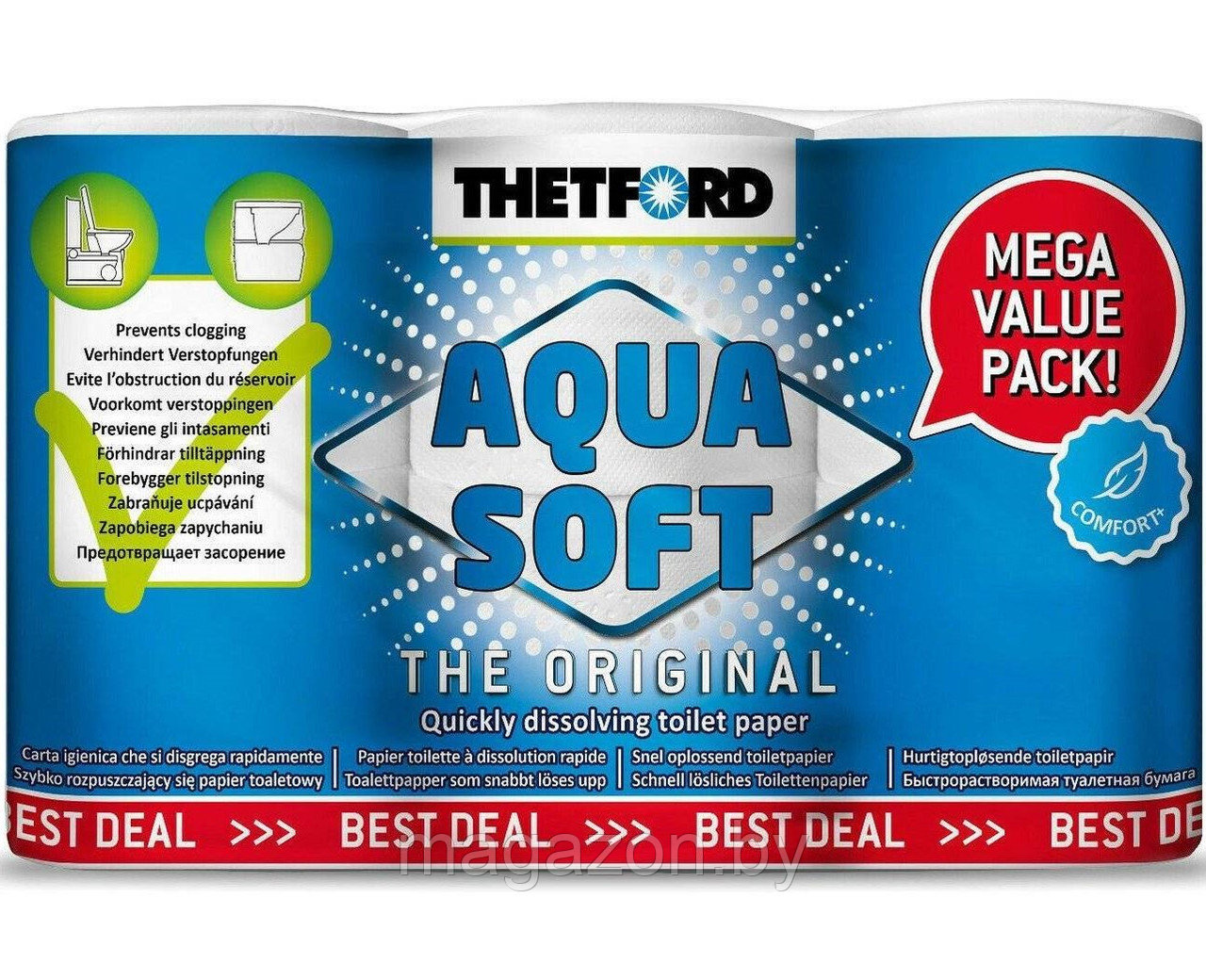 Водорастворимая туалетная бумага Thetford Aqua Soft 6 рулонов - фото 1 - id-p152963191