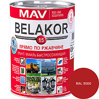 Грунт-эмаль прямо по ржавчине 3 в 1 быстросохнущая Belakor 15 RAL 3000 (КРАСНЫЙ) матовый 1 л.