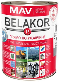 Грунт-эмаль прямо по ржавчине 3 в 1 быстросохнущая Belakor 15 RAL 7011 (СЕРЫЙ) матовый 1 л.