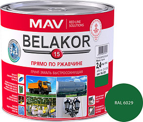 Грунт-эмаль прямо по ржавчине 3 в 1 быстросохнущая Belakor 15 RAL 6029 (МАЙСКАЯ ЗЕЛЕНЬ) матовый 2.4 л., фото 2