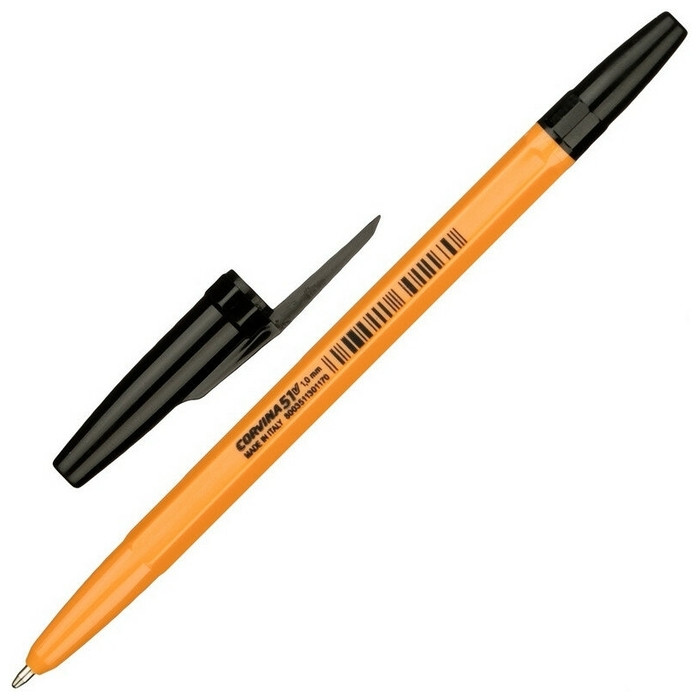 Ручка шариковая желтый корпус с черным колпачком, черный - фото 1 - id-p152980866