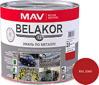 Эмаль по металлу атмосферостойкая быстросохнущая Belakor 12 (RAL 3000) красный 2.4 л.