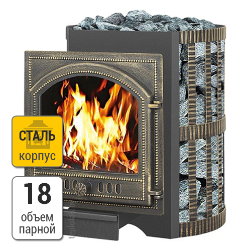 Везувий Скиф Ковка 16 (205) печь банная стальная со стеклом - фото 1 - id-p65449093