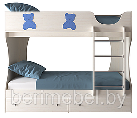 Кровать двухъярусная "Мишутка" СН-108.01 Артём-Мебель сосна арктическая/голубой