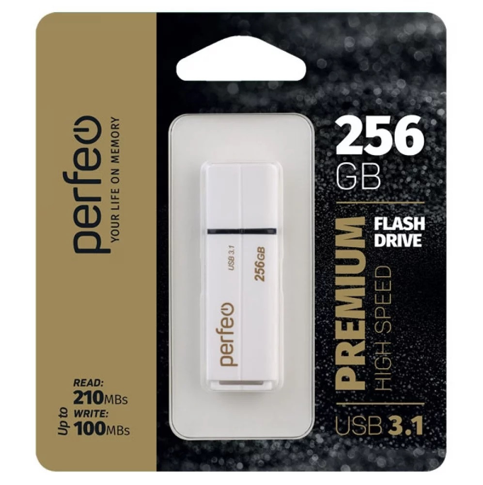 USB флэш-накопитель 256GB Perfeo USB 3.1 C15 White High Speed (210/100mbs) - фото 1 - id-p153005266