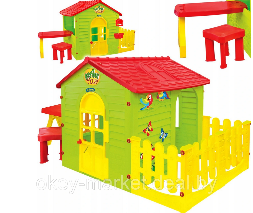 Детский игровой садовый домик Mochtoys 12242 с забором, столиком и стульчиком - фото 8 - id-p153037988
