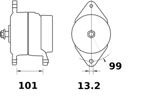 Генератор AAN5825 (MG 41, 11.204.384, IMA304384) New Holland, Case Magnum, Case STX, 14В, 200А - фото 2 - id-p153050485