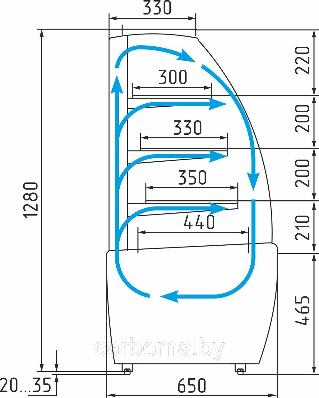 Кондитерская витрина K70 VM 0,9-1 LIGHT (ВХСв - 0,9д Carboma) (+6...+12) - фото 10 - id-p82479234