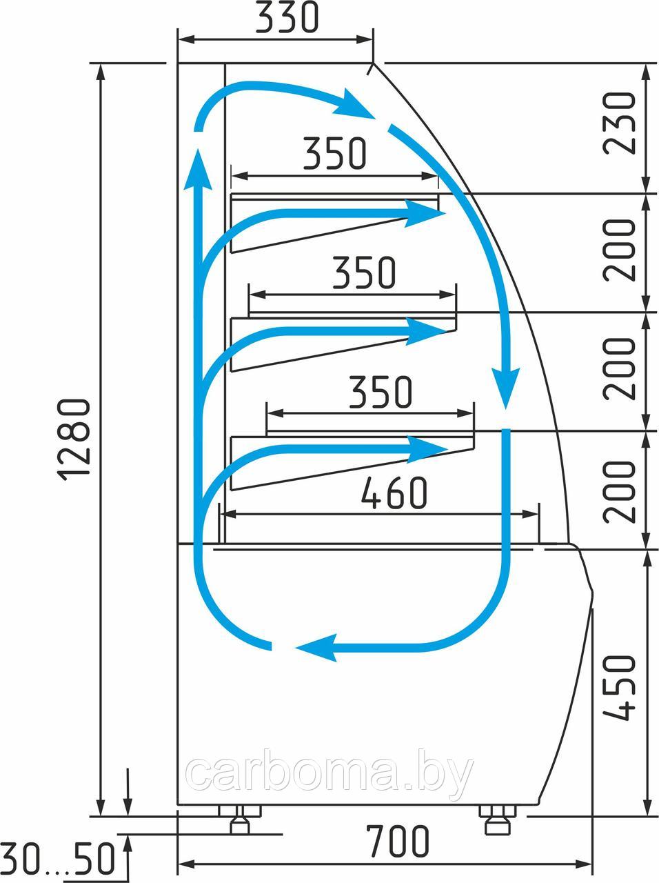 Кондитерская витрина K70 VV 1,3-1 STANDARD (ВХСв - 1,3д Carboma Люкс) (0...+7) - фото 7 - id-p82480100