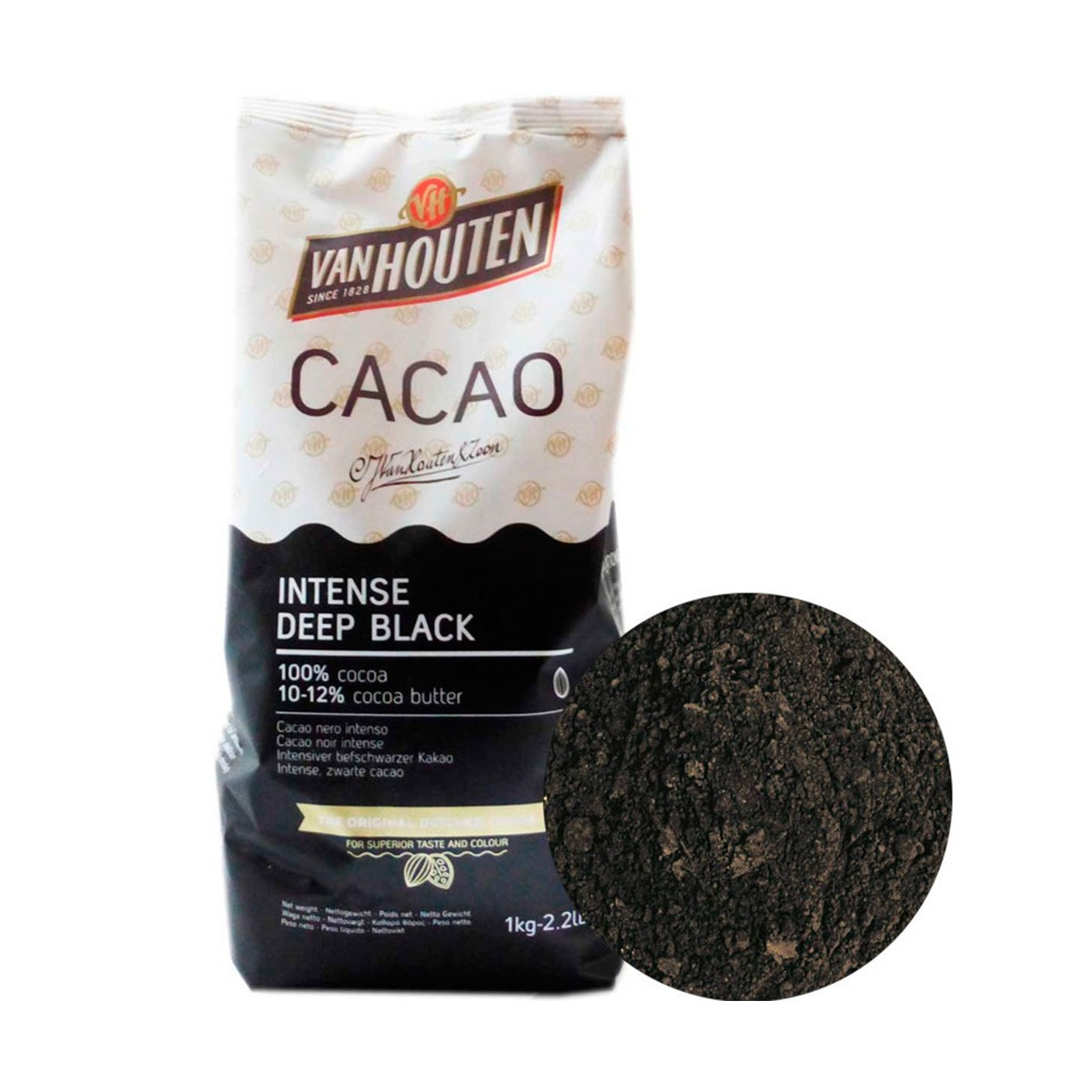 Какао-порошок алкализованный VANHOUTEN Intense Deep Black (Франция, 100 гр) - фото 1 - id-p152519656