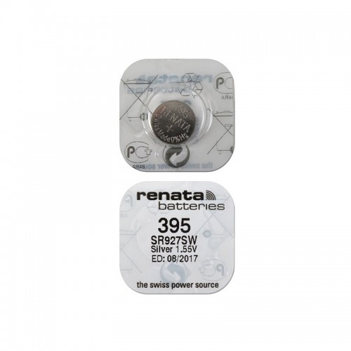 Батарейка (элемент питания) cеребряно-цинковая Renata 395 (399) (SR927SW), 1.55V, 55mAh