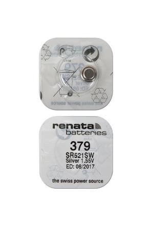 Батарейка (элемент питания) cеребряно-цинковая Renata 379 (SR521SW), 1.55V, 16mAh