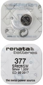 Батарейка (элемент питания) cеребряно-цинковая Renata 377 (SR626SW), 1.55V, 24mAh - фото 2 - id-p153149669