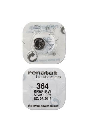 Батарейка (элемент питания) cеребряно-цинковая Renata 364 (SR621SW), 1.55V, 19mAh - фото 1 - id-p153153348