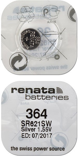 Батарейка (элемент питания) cеребряно-цинковая Renata 364 (SR621SW), 1.55V, 19mAh - фото 2 - id-p153153348