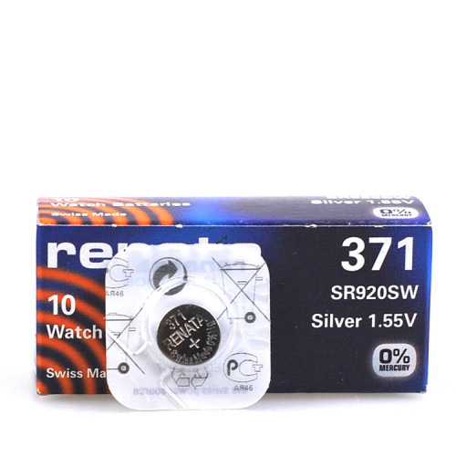 Батарейка (элемент питания) cеребряно-цинковая Renata 371 (SR920SW), 1.55V, 35mAh - фото 4 - id-p153154160