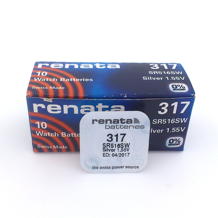 Батарейка (элемент питания) cеребряно-цинковая Renata 317 (SR516SW), 1.55V, 10,5mAh - фото 3 - id-p153156178