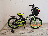 Детский облегченный велосипед Delta Prestige S 18'' + шлем (чёрно-салатовый), фото 1