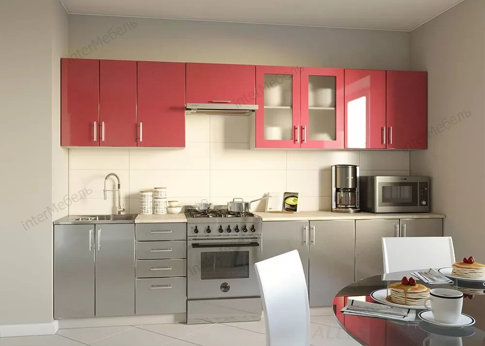 Кухня Симпл (красный/темно-серый металлик) - фото 1 - id-p153164402