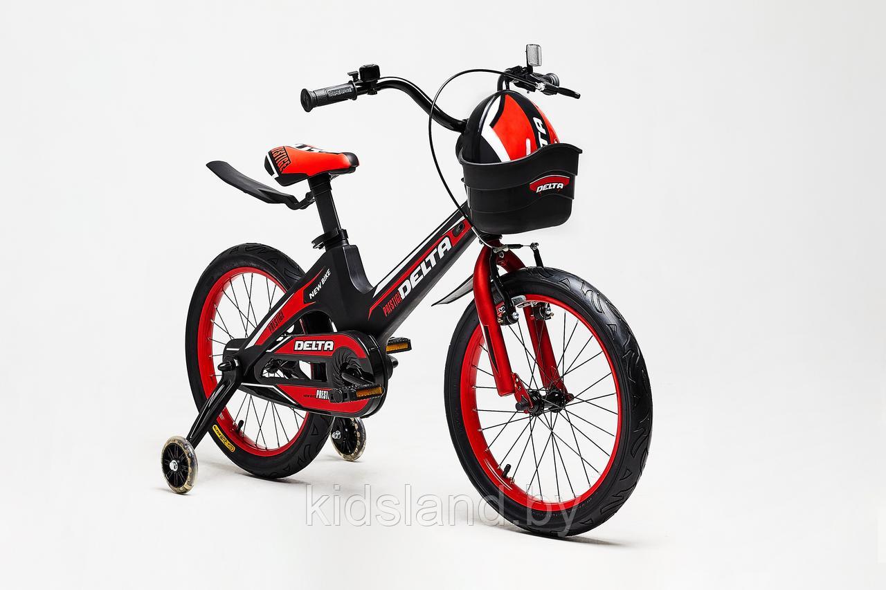 Детский облегченный велосипед Delta Prestige S 18'' + шлем (чёрно-красный) - фото 6 - id-p121675291