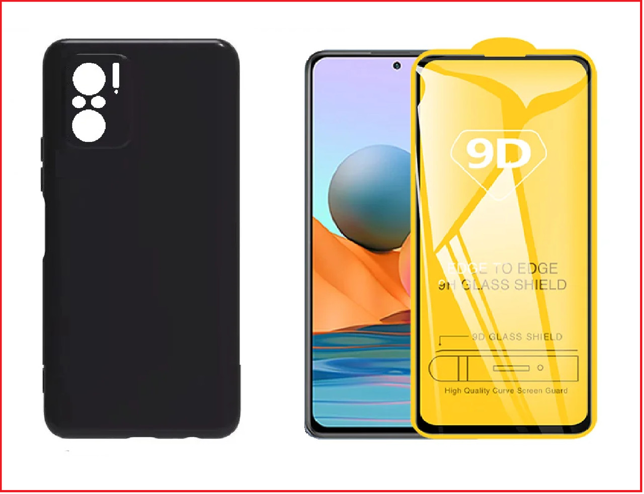 Чехол-накладка + защитное стекло 9D для Xiaomi Redmi Note 10 4g / Note 10s - фото 1 - id-p153166943