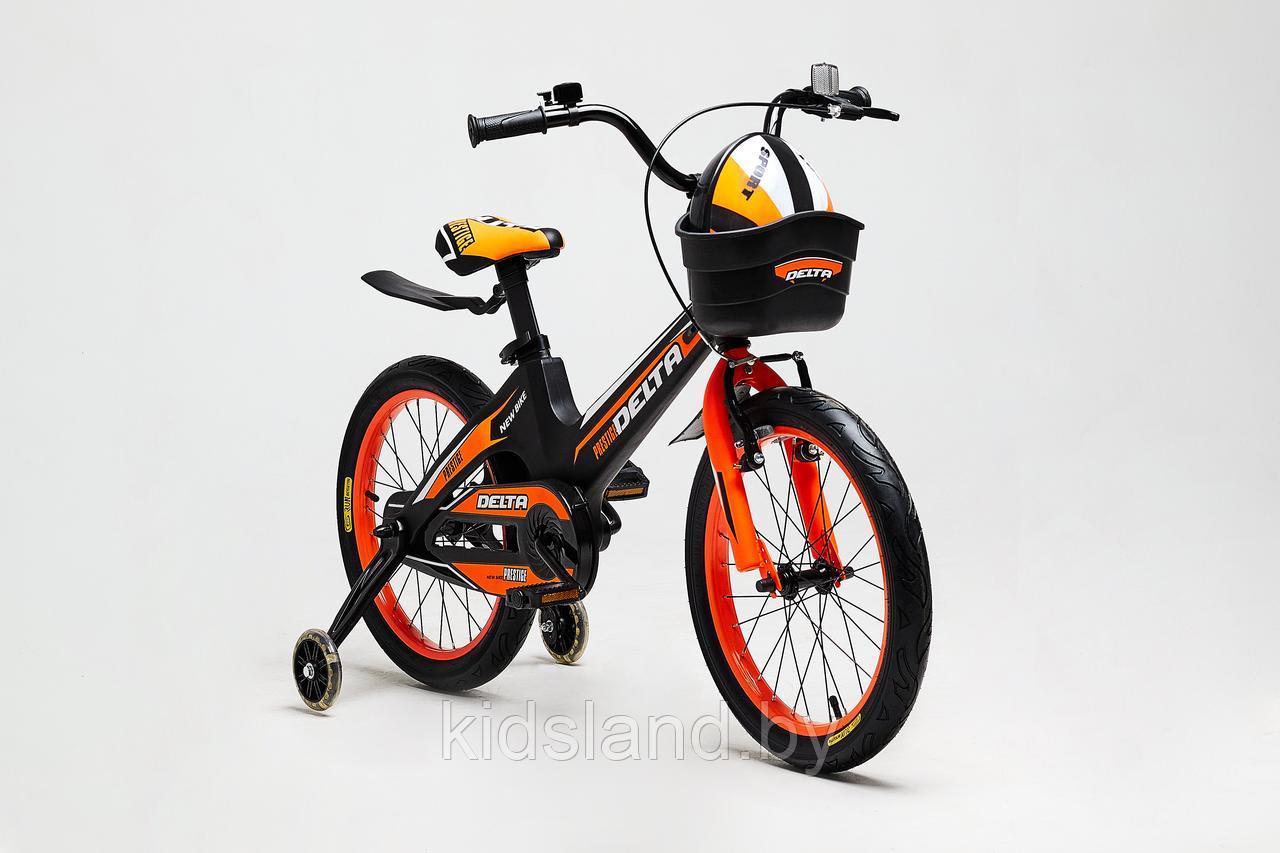 Детский облегченный велосипед Delta Prestige S 16'' + шлем (чёрно-оранжевый) - фото 2 - id-p121675395