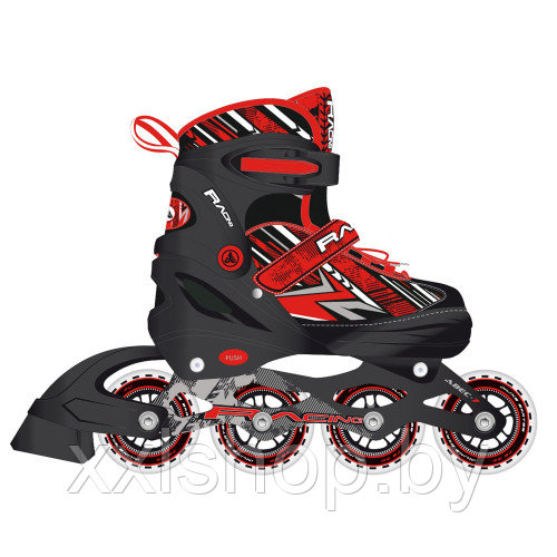 Раздвижные роликовые коньки RGX Racing Red LED р-р 30-33