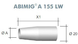 Газовое сопло цилиндрическое (5 шт.) 17*52*20 № 145.D003 для ABIMIG A 155 LW