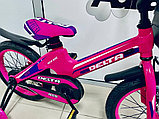 Детский велосипед Delta Prestige 18"+ шлем 2020 (розовый) с черным матовым магниевой рамой и обычными, фото 4