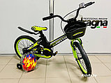 Детский велосипед Delta Prestige 18 2020 (с шлемом, черный/зеленый) с магниевой рамой и обычными спицованными, фото 2