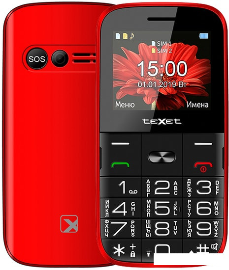Мобильный телефон TeXet TM-B227 (красный) - фото 1 - id-p153185932