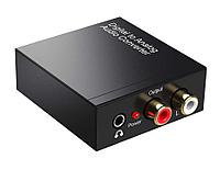 Адаптер - переходник, аудио-преобразователь с оптики (Toslink/SPDIF) на jack 3.5mm (AUX) и RCA, черный 555070, фото 1