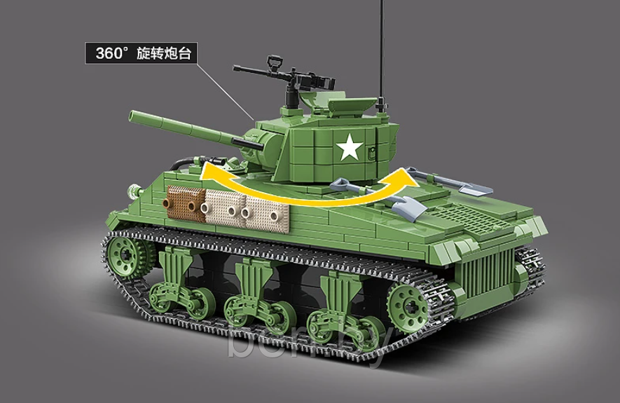100081 Конструктор "Танк Шерман M4A1", 726 деталей, Quanguan, аналог LEGO (Лего) - фото 4 - id-p153158065