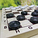 Настольная игра Пластиковые шашки в комплекте с деревянной доской, фото 3