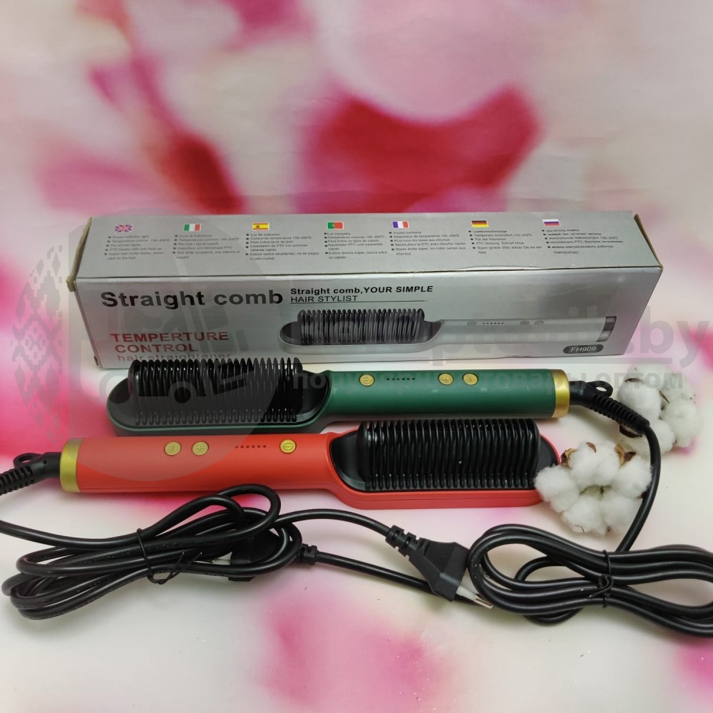 Расческа выпрямитель Straight comb FH909 с турмалиновым покрытием, утюжок, 6 температурных реж - фото 10 - id-p153352822