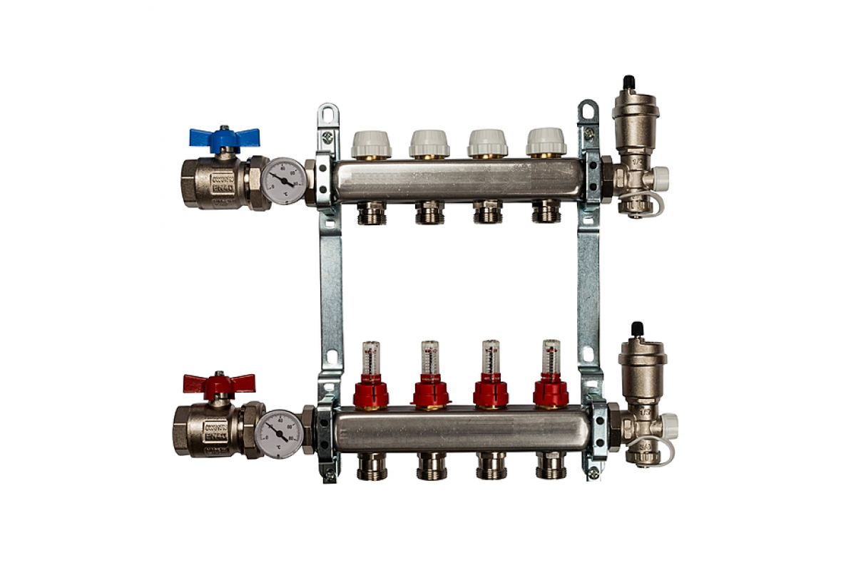 Коллектор для тёплого пола на 4 выхода - фото 1 - id-p153383748