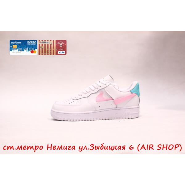 Nike Air Force  1 LXX White Pink Aqua, фото 1