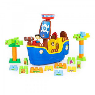 Детский игровой  набор "Пиратский корабль" + конструктор (30 элементов) (в коробке) арт. 62246  Полесье