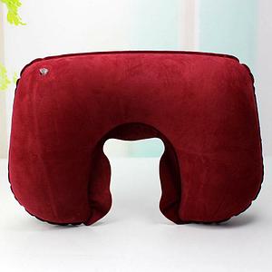 Подушка надувная под голову для путешествий Travel Selectionмаска для сна Бордовая