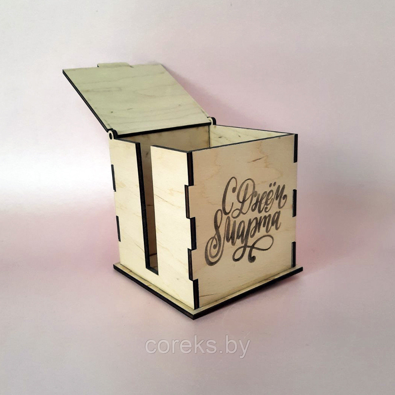 Подарочная деревянная коробка для кружки "С днем 8 марта!" №6 - фото 1 - id-p153471878