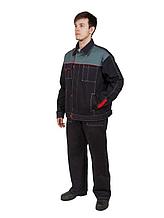 Костюм «Фаворит» (куртка+брюки) черно-серый с красным кантом