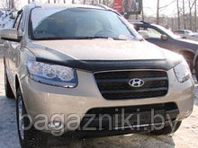 Дефлектор капота SIM Hyundai Santa Fe II 2006-2012 с загибом под капот.