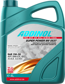 Масло моторное ADDINOL синтетическое SUPER POWER MV 0537, 5W30, 4л