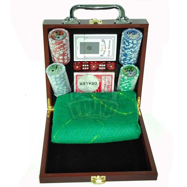 Набор для покера в чемодане сувенирный на 100 фишек (арт. 6641-M1)
