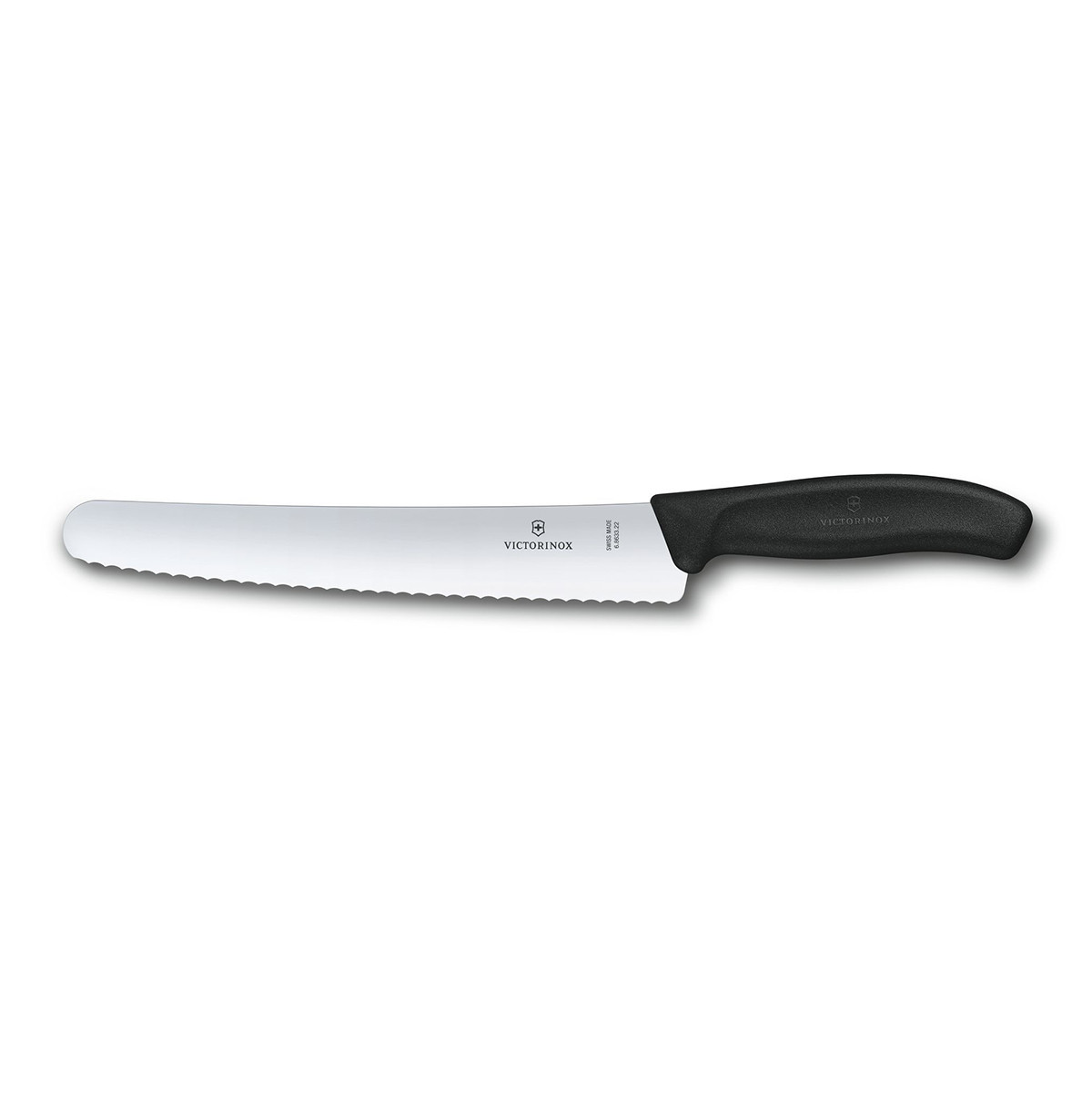 Нож для хлеба 22 см волнистое лезвие Victorinox чёрный, в блистере - фото 1 - id-p153559445