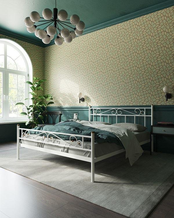 Кровать с изножьем Франческа (160х200/ноги металл/цвет Белый)