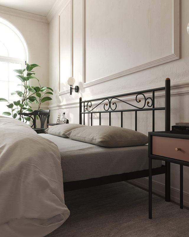 Кровать с изножьем Франческа (160х200/ноги металл/цвет Чёрный) - фото 4 - id-p153562063