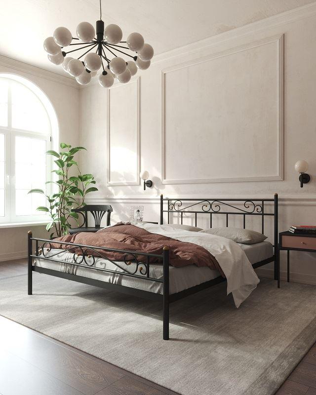 Кровать с изножьем Франческа (160х200/ноги металл/цвет Чёрный)